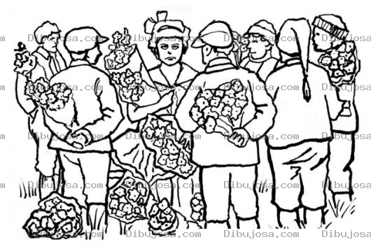 Dibujo para colorear Hombreriega Dibujo De Mujer Con Muchos Pretendientes Y Enamorados Dandole Rosas Para Pintar Y Colorear Mujer Con Muchas Opciones Donajuana Tenoria