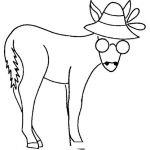Dibujo para colorear Burrodisfrazado Dibujo De Un Burro Disfrazado Con Sombrero Lentes Y Bigotes Para Pintar Y Colorear