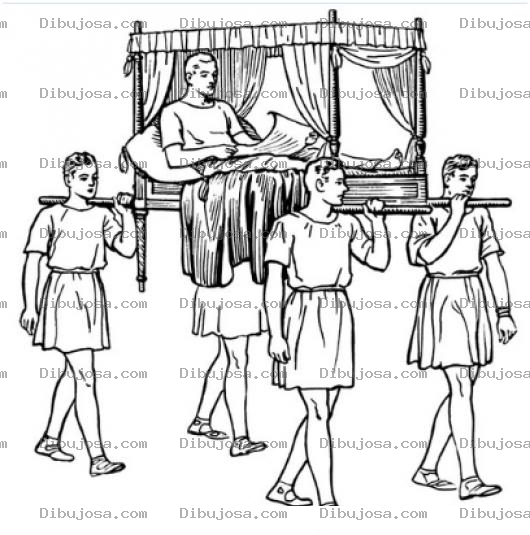 Dibujo para colorear Dibujo De Esclavos Cargando A Un Principe Para Pintar Y Colorear