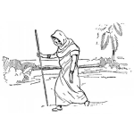Dibujo para colorear Dibujo De Mujer Caminando En El Desierto Para Pintar Y Colorear