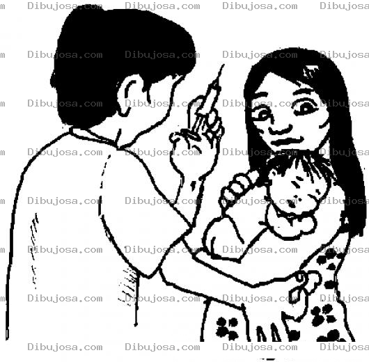 Dibujo para colorear Jornada De Vacunacion Dibujo De Un Pediatra Poniendo Una Vacuna A Un Bebe Para Pintar Y Colorear Vacuna Pediatrica