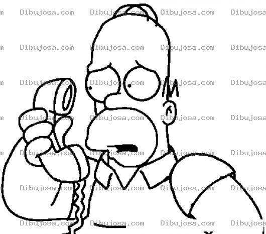 Dibujo para colorear Dibujo De Homero Simpson Hablando Por Telefono Para Pintar Y Colorear