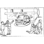 Dibujo para colorear Dibujo De Vendedores De Carros Con Gran Necesidad De Vender Para Colorear Vendedorurgido