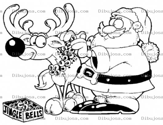 Dibujo para colorear Santayrudolf Dibujo De Santaclaus Adornando A Rudolph Con Un Collar De Campanitas Para Pintar Y Colorear Jinglebells