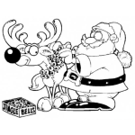 Dibujo para colorear Santayrudolf Dibujo De Santaclaus Adornando A Rudolph Con Un Collar De Campanitas Para Pintar Y Colorear Jinglebells
