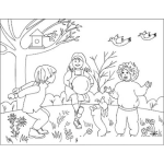 Dibujo para colorear Dibujo De Patojos Jugando En Un Patio Para Pintar Y Colorear Ischocos Felices Zipotes Contentos Peladitos Jugando Cipotios En El Jardin Ixocos Jugetones Chiquillos Alegres Infantes Retozando