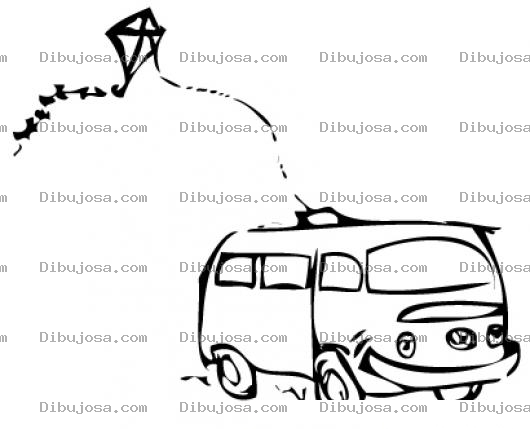 Dibujo para colorear Volando Barrilete Desde Un Carro Para Pintar Y Colorear