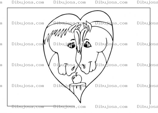Dibujo para colorear Caballosenamorados Dibujo De Caballos Enamorados Para Pintar Y Colorear Caballos Novios