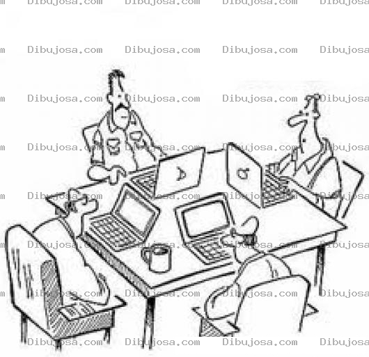 Dibujo para colorear Gerentes Con Laptop Dibujode Una Reunion De 4 Directores Con Laptops En Una Mesa Para Pintar Y Colorear Gerentesconlaptop