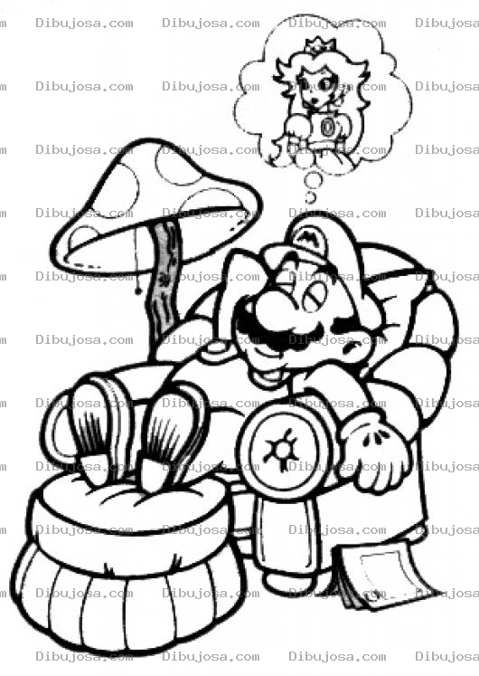 Dibujo para colorear Mariobros Durmiendo Y Sonando Con Su Princesa Para Pintar Y Colorear