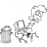 Dibujo para colorear Computadora Arruinada Dibujo De Una Mujer Tirando Una Computadora Inservible A La Basura Para Colorear Computadora Que No Sirve Ordenadorbasura