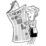 Dibujo para colorear Periodico Gigante Dibujo De Una Mujer Leyendo Un Diario Muy Grande Para Pintar Y Colorear