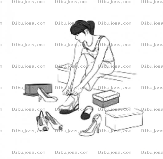 Dibujo para colorear Zapateria Dibujo De Mujer Comprando Zapatos Para Colorer