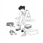 Dibujo para colorear Zapateria Dibujo De Mujer Comprando Zapatos Para Colorer
