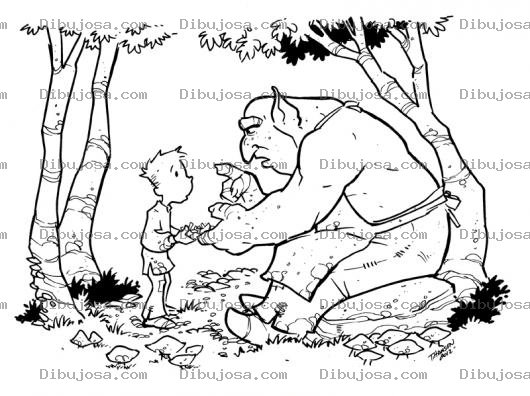Dibujo para colorear Gnomo Consejero Dibujo De Un Gnomo Verde Dando Consejos A Un Nino Para Pintar Y Colorear Al Primo De Shreck