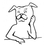 Dibujo para colorear Perropensativo Dibujo De Perro Pensativo En Una Barra Para Pintar Y Colorear