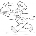 Dibujo para colorear Chef Con Comida Caliente Para Colorear