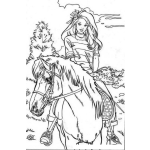 Dibujo para colorear Barbie a Caballo