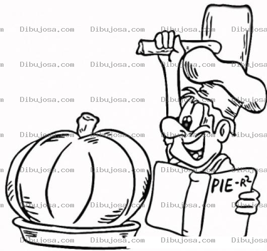 Dibujo para colorear Chef Haciendo Un Pastel De Calabaza Para Pintar Y Colorear