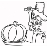 Dibujo para colorear Chef Haciendo Un Pastel De Calabaza Para Pintar Y Colorear