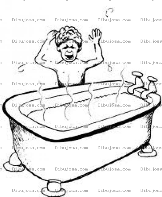 Dibujo para colorear Aguacaliente Dibujo De Nino Con Agua Muy Caliente En La Tina Para Colorear