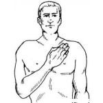 Dibujo para colorear Dibujo De Hombre Sin Camisa Con Mano En El Pecho Para Colorear