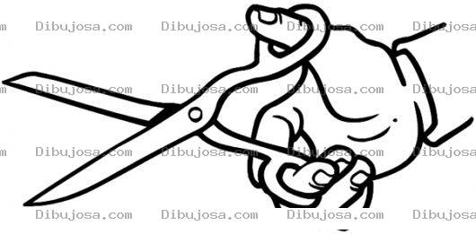 Dibujo para colorear Dibujo De Mano Con Tijeras Para Pintar Y Colorear Tijera En Mano