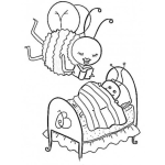 Dibujo para colorear Mama Abeja Leyendo Un Cuento A Su Hija Abejita Para Pintar Y Colorear