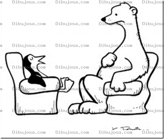 Dibujo para colorear Pinguino Y Oso Polar Palticando En Una Sala Dibujo De Pinguinito Psicologo Atendiendo A Un Oson