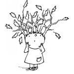 Dibujo para colorear Pelo De Bosque Para Pintar Y Colorear Arboles En La Cabeza En Una Nina