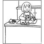Dibujo para colorear Desinfeccion De Frutas Dibujo De Una Nina Lavando Una Manzana Para Pintar Y Colorear Chica Desinfectando Frutas