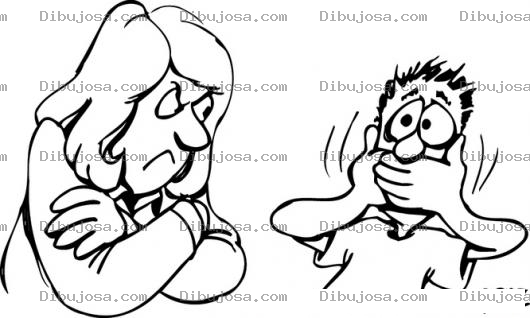 Dibujo para colorear Hablador Dibujo De Un Hombre Arrepentido De Hablar Para Pintar Y Colorear Hombre Chismoso Bocon Hablador Y Boca Floja Con Verguenza Por Haber Hablado De Una Mujer