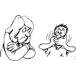 Dibujo para colorear Hablador Dibujo De Un Hombre Arrepentido De Hablar Para Pintar Y Colorear Hombre Chismoso Bocon Hablador Y Boca Floja Con Verguenza Por Haber Hablado De Una Mujer