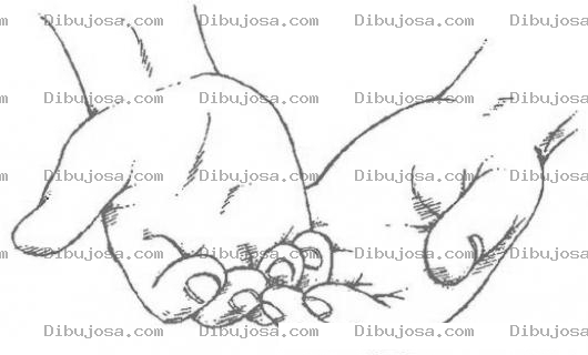 Dibujo para colorear Manos Pidiendo Agua Para Pintar Y Colorear