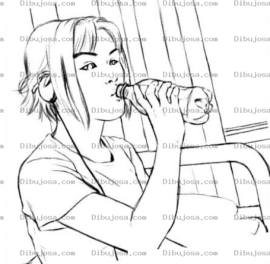 Dibujo para colorear Dibujo De Chica Tomando Cocacola Para Pintar Y Colorear