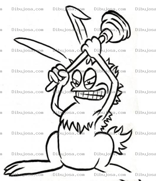 Dibujo para colorear Conejo Enojado Para Pintar Y Colorear Conejo Con Destapacanos