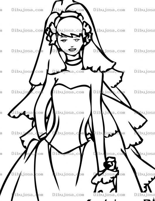 Dibujo para colorear Colorear Vestido de Novia