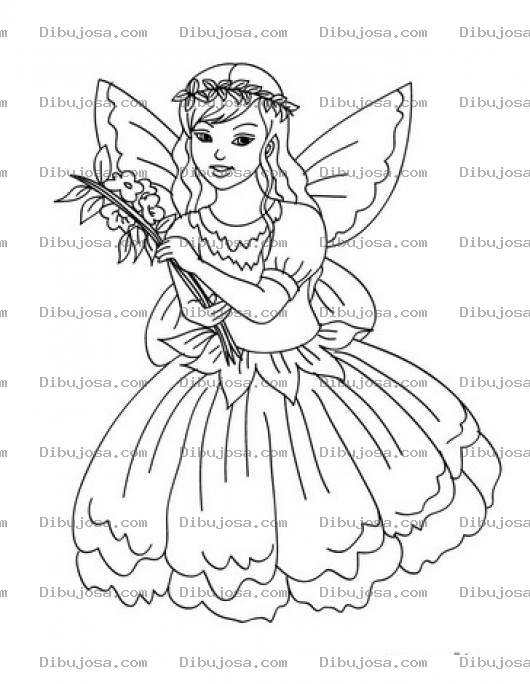 Dibujo para colorear Colorear Angelita con Flores