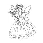 Dibujo para colorear Colorear Angelita con Flores