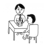 Dibujo para colorear Entrevista De Trabajo Dibujo De Un Postulante Problematico En Una Entrevista De Trabajo Buscando Empleo Pero Manifestando Sus Condiciones Para Pintar Y Colorear