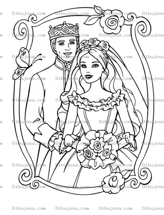 Dibujo para colorear La boda de Barbie
