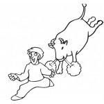 Dibujo para colorear Dibujo Inmfantil De Un Toro Atacando A Un Hombre Para Colorear Carrera De Sanfermin
