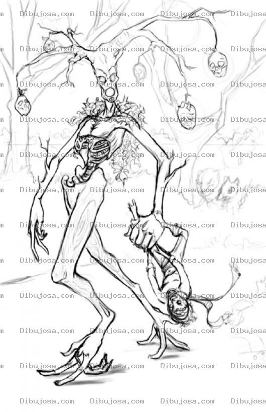 Dibujo para colorear Dibujo Tenebroso Del Arbol De La Muerte Para Colorear