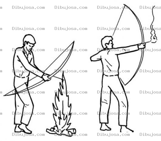 Dibujo para colorear Flechas Con Fuego Para Colorear