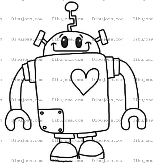 Dibujo para colorear Robot Con Corazon Para Pintar Y Colorear