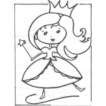 Dibujo para colorear Princesita Con Varita Magica Para Pintar Y Colorear