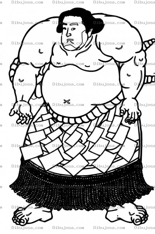 Dibujo para colorear Dibujo D Eun Peleador De Sumo Chino Para Pintar Y Colorear Chino Gordo Con Falda De Guerrero