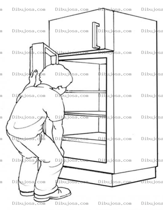 Dibujo para colorear Nevera Vacia Dibujo De Un Nino Con El Refrigerador Vacio Sin Nada De Comer Para Pintar Y Colorear Refri Vacia