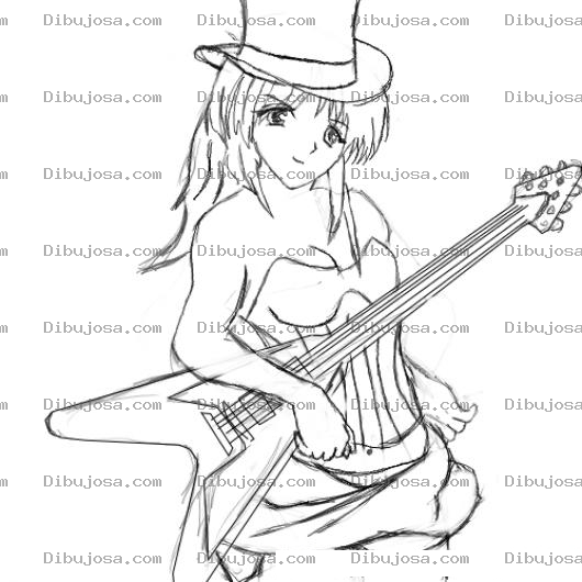 Dibujo para colorear Dibujo De Chica Con Guitarra Electrica Para Pintar Y Colorear Chava Rockera