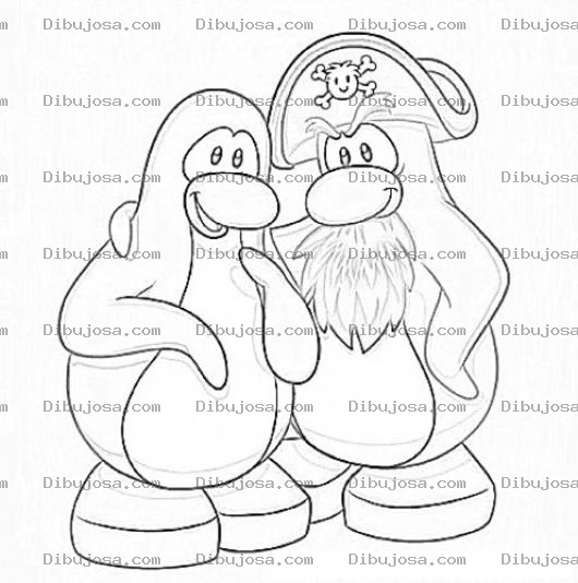 Dibujo para colorear Dibujo De Pinguino Pirata Abrazando A Otro Pinguino Que No Es Pirara Para Pintar Y Colorear